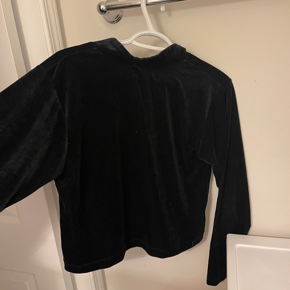 Cropped Velvet Zipper V-neck - Picture 2 of 3
